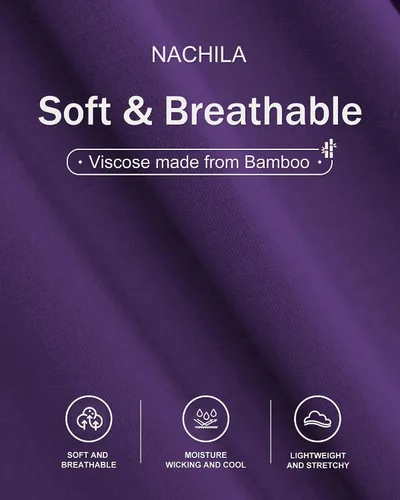 Miniatura 5 de NACHILA Camisones para mujer, viscosa hecha de bambú, cuello en V, manga corta, ropa de dormir fresca S-2X