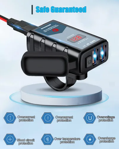 Miniatura 5 de EXTRACTME Cargador USB de motocicleta de 6.8 A, carga rápida 3.0 Dual USB Cargador de teléfono para motocicleta con voltímetro e interruptor