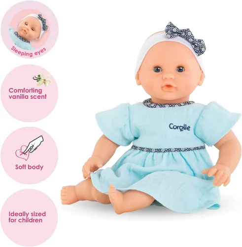 Miniatura 2 de Corolle Bébé Calin Maud - Muñeca bebé niño suave de 12" con aroma a vainilla, atuendo azul y ojos para dormir para niñas de 18 meses en adelante