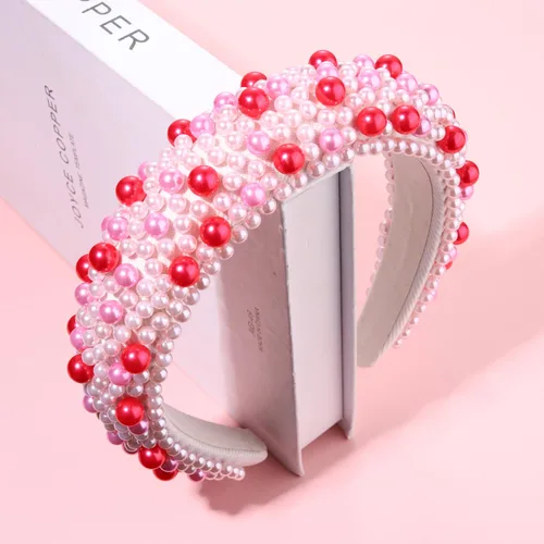 Miniatura 3 de Diademas de cristal para mujer, diadema acolchada de perlas para el día de San Valentín, con diamantes de imitación y perlas de imitación