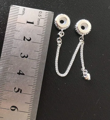 Miniatura 5 de ABAOLA - Dije con cadena de seguridad, con corazón de plata de ley 925, compatible con pulseras y collares Pandora