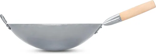 Miniatura 8 de Craft Wok 731W88 wok de acero al carbono, tradicional, martillado a mano, con manija de acero y madera (14 in, base redonda)