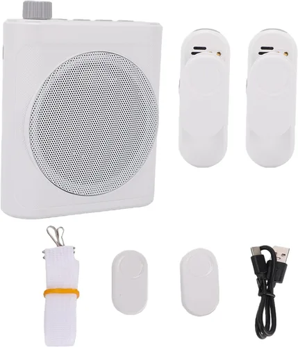 fosa Amplificador de voz inalámbrico, chip de reducción de ruido integrado con 2 micrófonos Lavalier, micrófono magnético Bluetooth, para reuniones