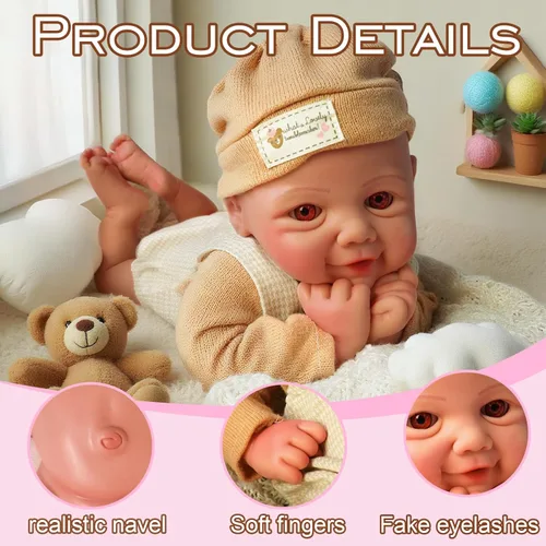 Miniatura 5 de Muñecas de Bebé de Silicona Completa, 16.65 pulgadas Muñeca de Bebé Recién Nacido de Silicona Realista, Sin Vinilo 1:1 Muñecas Reborn Durmientes que