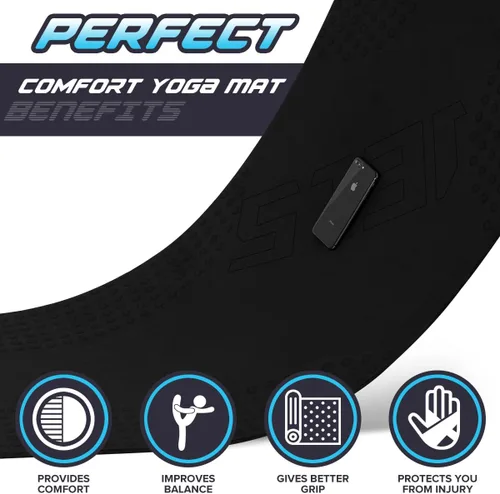 Miniatura 4 de JELS - Tapete de yoga extra grueso, 2/5 pulgadas, diseño ergonómico 3D antideslizante, material TPE certificado SGS, tapete de yoga para hombres