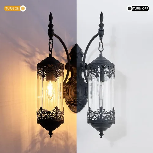Miniatura 4 de Aplique de pared de cristal rústico vintage de 2 luces, lámpara de pared gótica antigua, aplique de pared estilo granja retro de mediados de siglo