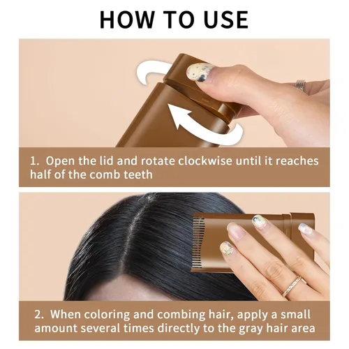 Miniatura 6 de Barra de color para el cabello, tinte para cabello gris, impermeable y resistente al sudor, cobertura uniforme y efectiva, fácil de usar, fórmula