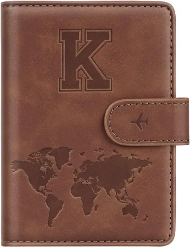 Miniatura 23 de Funda para Pasaporte Personalizada con Letra de la A a la Z, Billetera de Viaje con Bloqueo RFID, Funda para Pasaporte, Estuche para Pasaporte