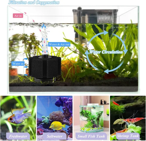Miniatura 6 de FEDOUR Filtro de esponja para acuario, filtros de esponja bio de aireación ultra silenciosos para cría de camarones fritos Betta Fish Tank, filtro