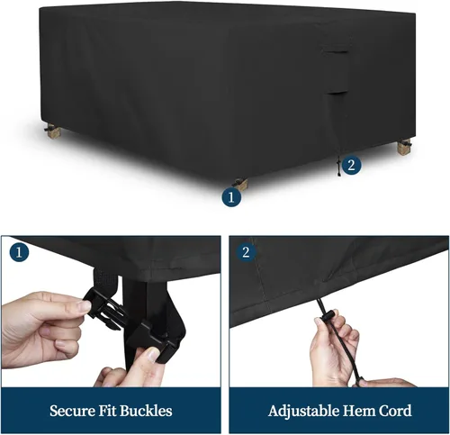 Miniatura 5 de Easy-Going Funda rectangular para muebles de patio, impermeable, para mesa de comedor y silla, anti-UV, juego de fundas de sofá seccional exterior