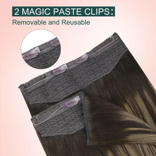 Miniatura 15 de Easyouth Extensión de cabello humano rubio con cola de caballo, extensiones de cabello humano rubio dorado con reflejos rubios, extensiones