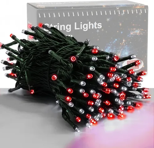 Miniatura 14 de Iluminación del hogar de 66 pies. Mini luces decorativas de Navidad de 200 luces LED de alambre verde, luces de hada estrellada enchufables, 8 modos