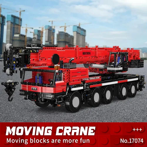 Miniatura 2 de Mould King 17074 Engineering LTM Crane: Modelos de máquina de grúa de construcción con control remoto todo terreno perfectos para entusiastas