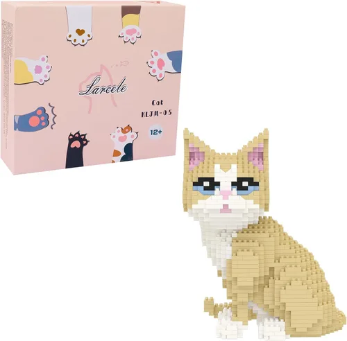 Miniatura 21 de Larcele Conjunto de animales de bloques de construcción micro para gatos, mini ladrillos de juguete de construcción 3D, 1191 piezas KLJM-05
