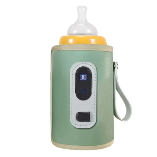 Miniatura 9 de Calentador de biberones de leche para bebés con pantalla digital USB, portátil de 5 velocidades para leche materna y agua (verde)