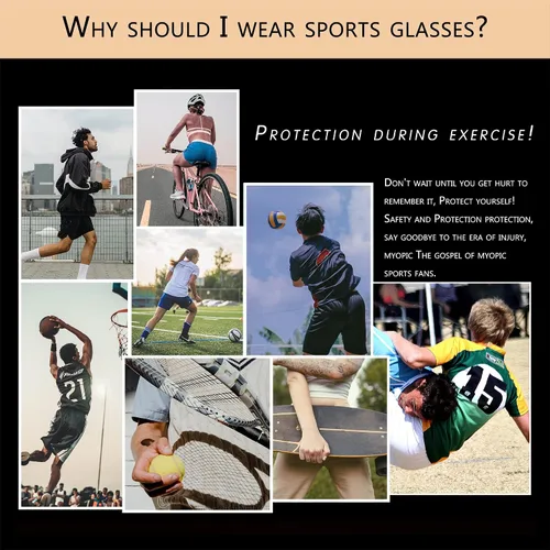 Miniatura 6 de SooGree Sports Glasses - Racquetball Goggles Basketball Football Eye Protective G8033 Marco Negro Almohadilla Gris
