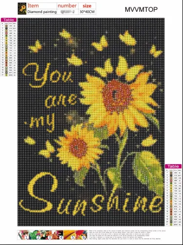 Miniatura 4 de MVVMTOP Kits de pintura de diamantes 5D para adultos, palabras de girasol, taladro completo, arte de punto de cruz, pintura por números