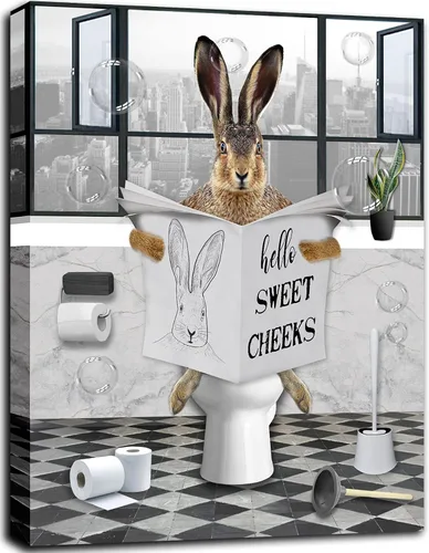 Miniatura 8 de PIMULSAA Póster de periódico divertido de lectura de gato sentado en el inodoro, arte de pared para inodoro y baño (enmarcado, 12 x 16 pulgadas)