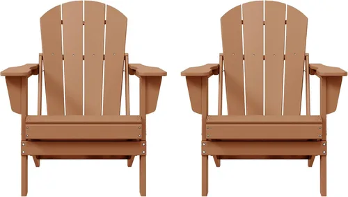 HDPE Laguna Silla Adirondack plegable de polietileno (juego de 2), teca