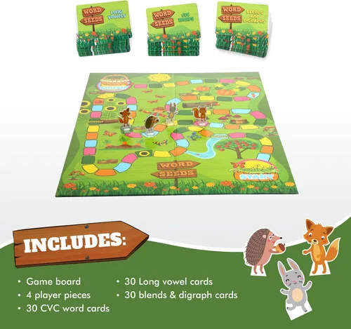 Miniatura 2 de Word Seeds Juego de fonética – Divertidos juegos de lectura y de mesa para niños de 4 a 8 años, aprende a leer, juegos CVC y de jardín de infantes