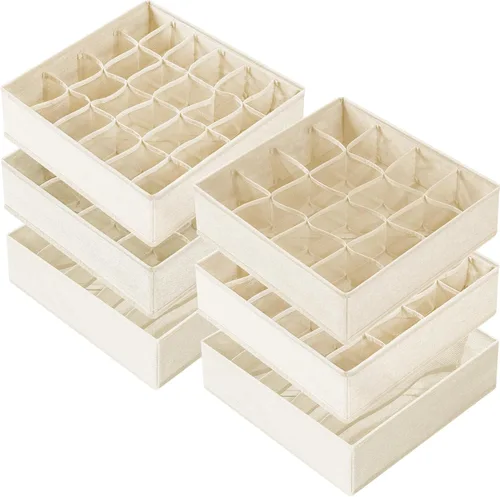 Criusia Organizador de Cajones para Ropa de 6 Piezas - 90 Celdas Organizadores de Closet y Almacenamiento para Cuarto de Bebé - Organizador de Beige