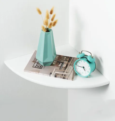 Miniatura 8 de Estantes esquineros para montaje en pared, estantes flotantes de madera de roble de 10 pulgadas, juego de 2 estantes pequeños de extremo redondo