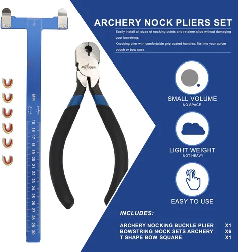 Miniatura 5 de Juego de alicates de cuerda de arco con arco en forma de T, flecha, regla cuadrada, hebillas para arco recurvo