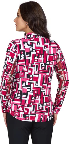 Miniatura 7 de IBKUL Athleisure Wear 48543 - Polo de manga larga con protección solar UPF 50+ Icefil Cooling Tech Jennifer Print de longitud ajustable