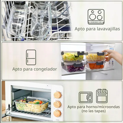 Miniatura 4 de M MCIRCO [Paquete de 8, 30 onzas] Recipientes de vidrio para preparación de comidas, recipientes de almacenamiento de alimentos de vidrio