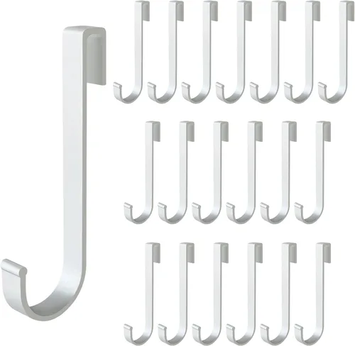 Miniatura 9 de Gancho en J para estantería de alambre, 20 ganchos de rejilla de aluminio, ganchos en S resistentes para colgar utensilios de cocina, cucharas, Negro