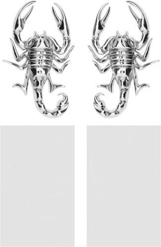Miniatura 8 de 1 par de calcomanías de metal de escorpión 3D para automóvil, impermeable, antioxidante, decoración decorativa, emblema para motocicleta, aleación