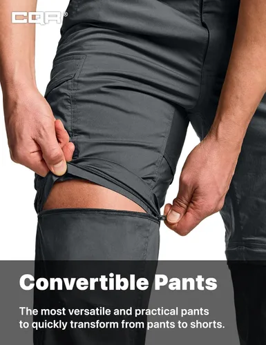 Miniatura 4 de CQR Pantalones cargo convertibles para hombre, resistentes al agua, con cremallera, ligeros, elásticos, UPF 50+, pantalones de trabajo al aire libre