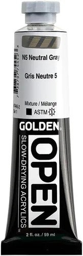 Miniatura 12 de GOLDEN OPEN Acrílicos de secado lento, negro hueso, tubo de 2 onzas líquidas, pintura acrílica profesional, semitransparente Hueso negro
