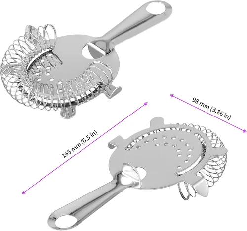 Miniatura 2 de JEUIHAU 10 coladores de cóctel de 6 pulgadas, colador de barra de acero inoxidable de 4 puntas, colador de barra de cóctel, colador de cóctel