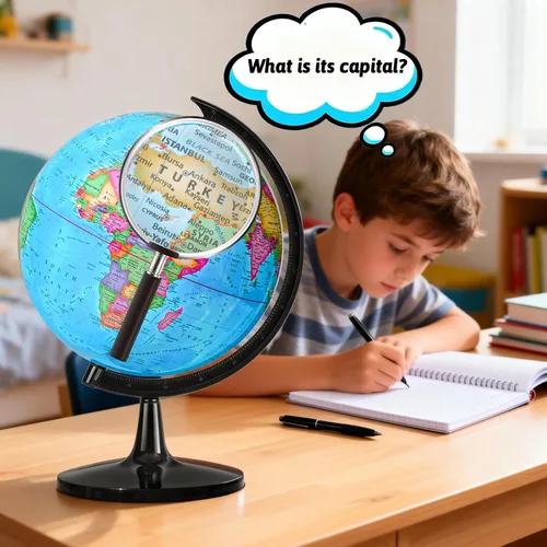 Miniatura 8 de GOCHANGE Globo político de 8 pulgadas con superficie impermeable HD, globo para escribir y borrar y colores brillantes para estimular el interés