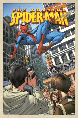 Miniatura 14 de Trends International Marvel Comics Spider-Man - Póster de pared definitivo, 14.725 x 22.375 pulgadas, versión enmarcada de madera de granero