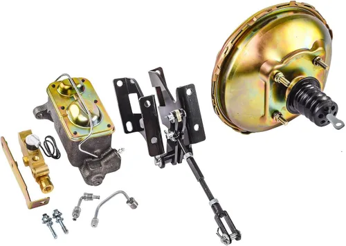 Miniatura 19 de Kit de refuerzo de freno de doble potencia universal de 7" con cilindro maestro de hierro fundido GM de 1" de diámetro, kit de soporte de fuego