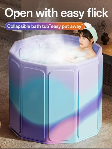 Miniatura 2 de Bañera portátil plegable de 85 galones para adultos, 31.5 pulgadas de largo x 27.5 pulgadas de alto, bañera de hielo plegable para atletas y amantes