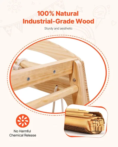 Miniatura 4 de VEVOR Gimnasio interior de la selva, parque infantil 7 en 1, 47.2 x 58 x 56 pulgadas, con escalera de madera y cuerda, escalera de red, columpio