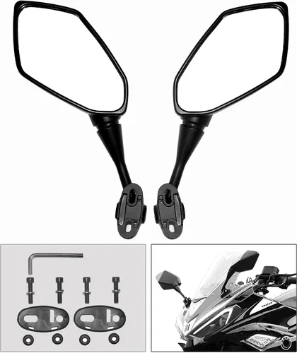 Miniatura 2 de Minho Espejos retrovisores convexos traseros ajustables Compatibles con CBR600 CBR250 CBR300 CBR500 CBR900 CBR1000 Ninja 250R Suzuki GSXR 750