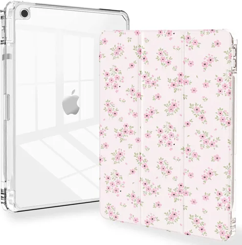 Miniatura 9 de Feams Funda para iPad de 9ª generación, funda triple para iPad 10.2, cubierta trasera transparente con soporte para lápiz y apagado Ángel