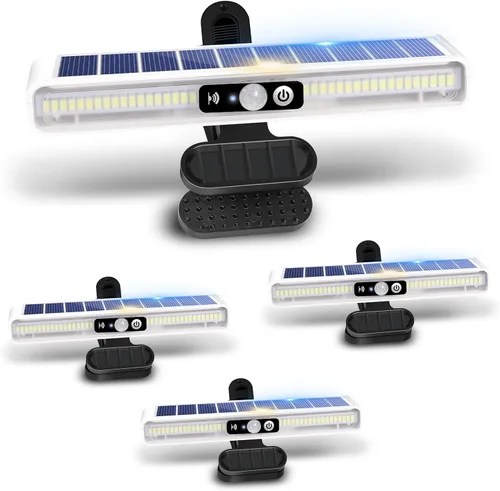 Miniatura 13 de Luces solares de movimiento con clip para exteriores, impermeables, paquete de 2 luces con sensor de movimiento para exteriores con 36 LED, 3000 K