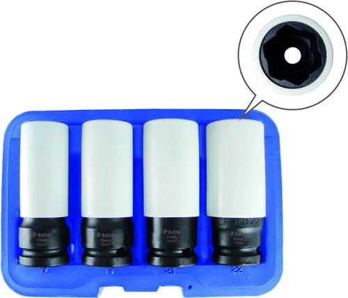 Astro Pneumatic Tool 7404 Flank Bite Daged Lug Nut Socket Set w/Spinning Protective Sleeves
