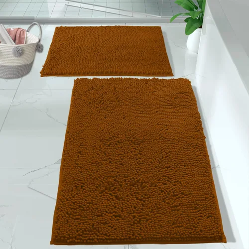 Miniatura 9 de LuxUrux Juego de 2 tapetes de baño de felpa extrasuave, material de microfibra de felpilla de 1 pulgada, color verde súper absorbente