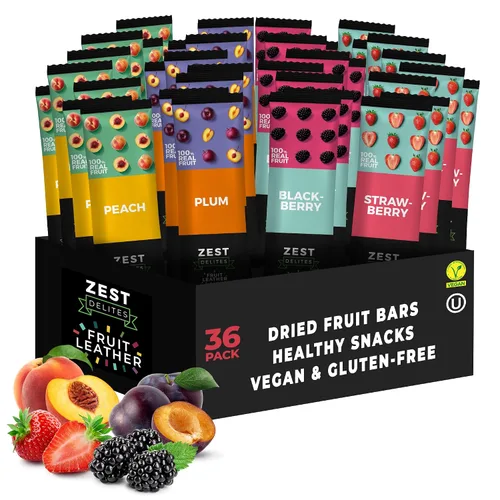 Miniatura 13 de Barras de fruta seca de Zest Delites, aperitivos de cuero de fruta, paquete de aperitivos saludables para adultos y niños, Lavashak, vegano, tiras