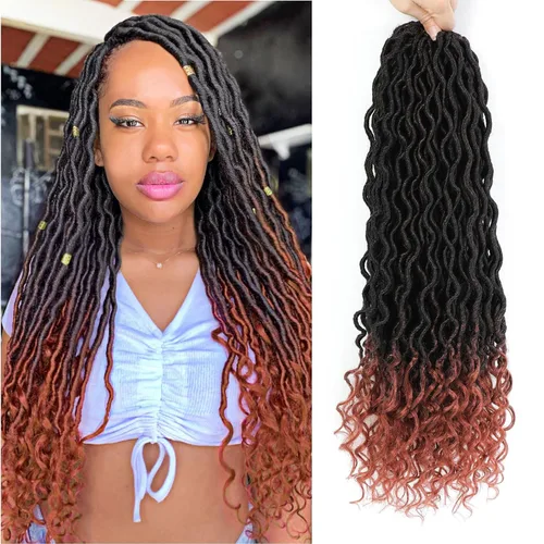 Trenzas postizas Goddess, 6 paquetes de 18 pulgadas, cabello lacio, trenzado con ganchillo, para mujeres negras, trenzas postizas ombre con puntas