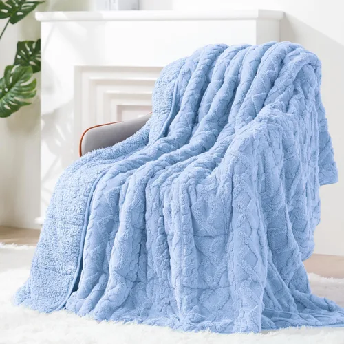 Miniatura 16 de Manta con Peso de Vellón Sherpa para Adultos Excelente para Dormir, 15 libras de Doble Cara Suave y Difusa Mantas Pesadas para Sofá Cama Sofá