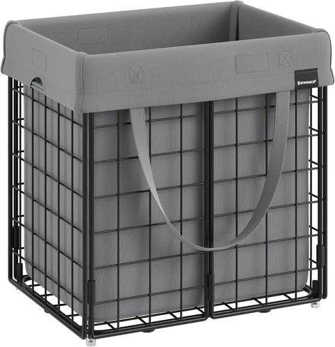 Miniatura 16 de SONGMICS Cesta para la ropa sucia, 23.8 galones (90 litros) Cesta de ropa, Cesta para ropa plegable, Forro extraíble y lavable, Marco de alambre