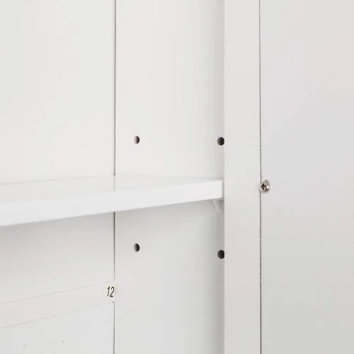 Miniatura 9 de Armario de baño con espejo, botiquín montado en la pared con puertas y estantes, gabinete de almacenamiento de baño de madera, armario sobre