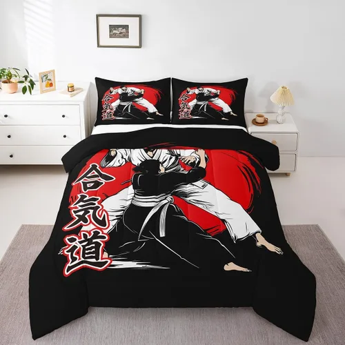 Miniatura 35 de Juego de edredón de nido de abeja, juego de ropa de cama geométrico verde y rojo, tamaño individual, juego de edredón reversible negro con colmena